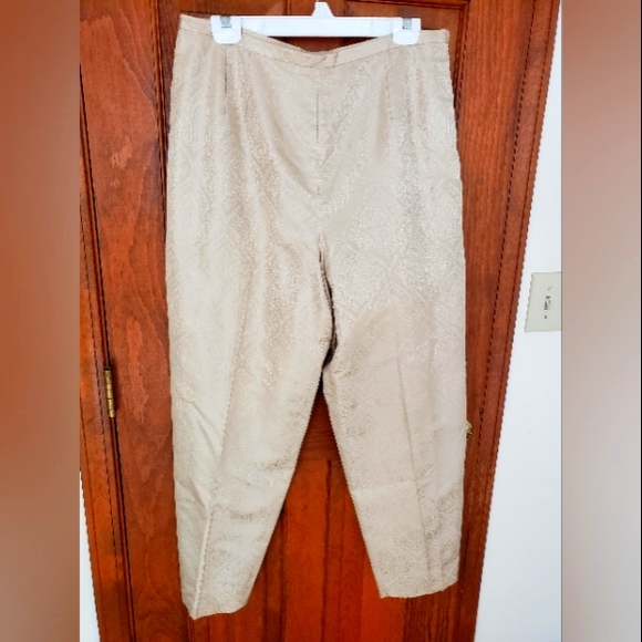 Talbots Light Golden Tan Embroidered Silk Dress Pants - Picture 1 of 9